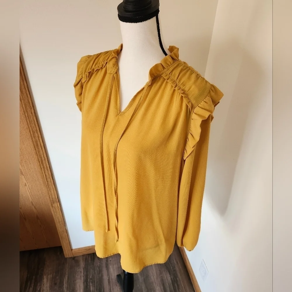Andree By Unit Mustard Ruffle Shirt - Picture 3 of 6